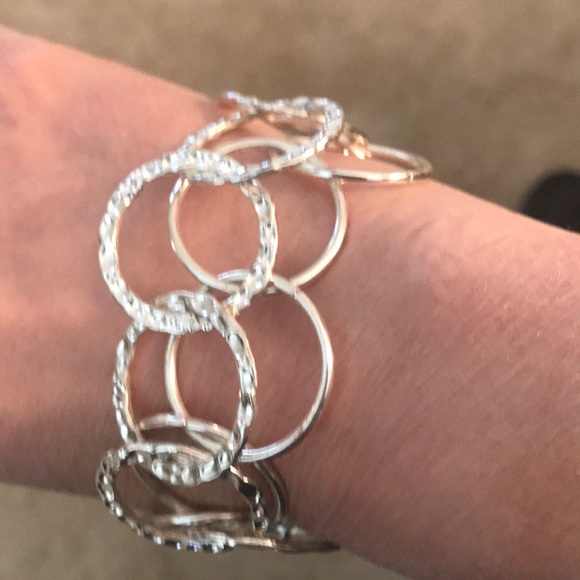 Double Strand Circle Bracelet Silver Tone - Picture 2 of 6